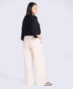 Linen Blend Womens Trousers - Light Beige