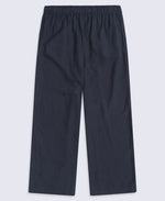 Womens Linen Blend Crop Trousers - Navy