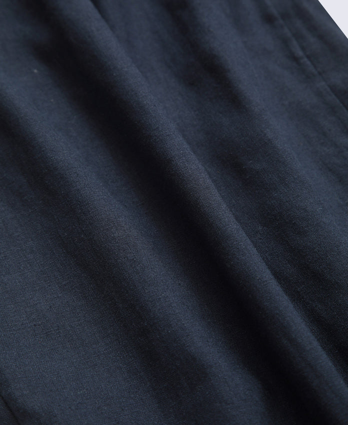 Womens Linen Blend Crop Trousers - Navy