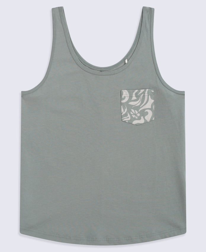 Brooke Womens Printed Loose Tank - Khaki