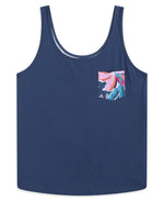 Brooke Womens Printed Loose Tank - Navy