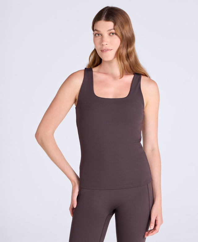 Wander Rib Womens Active Vest - Dark Brown