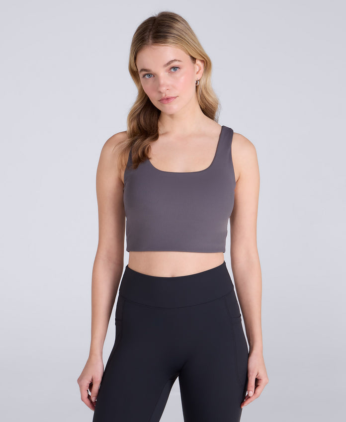 Laurel Womens Active Rib Bra Vest - Charcoal