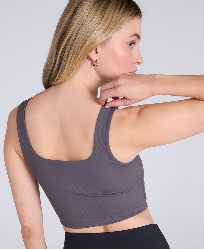 Laurel Womens Active Rib Bra Vest - Charcoal