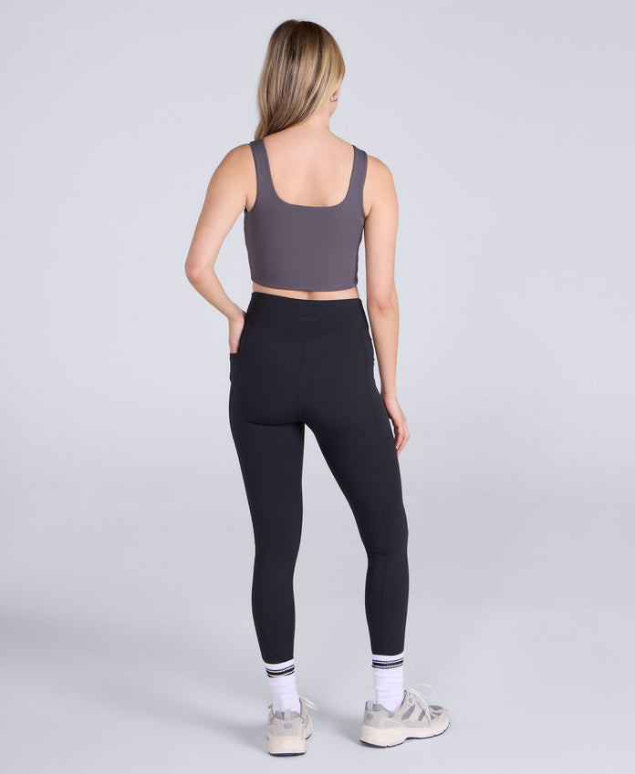 Laurel Womens Active Rib Bra Vest - Charcoal