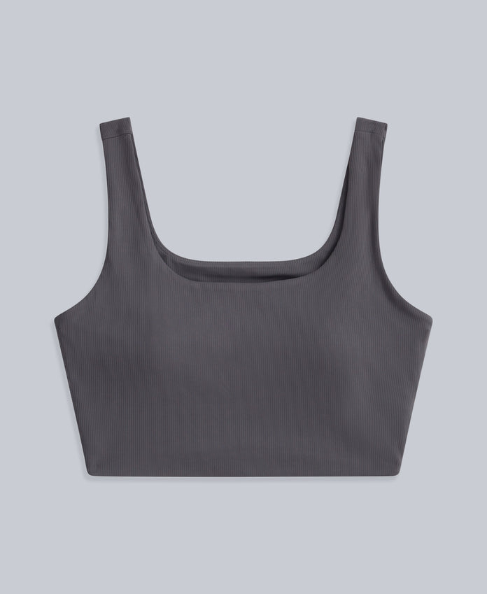 Laurel Womens Active Rib Bra Vest - Charcoal