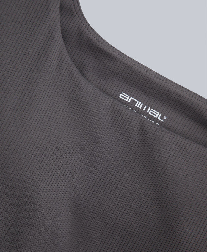 Laurel Womens Active Rib Bra Vest - Charcoal