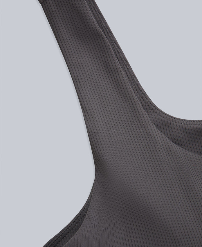 Laurel Womens Active Rib Bra Vest - Charcoal
