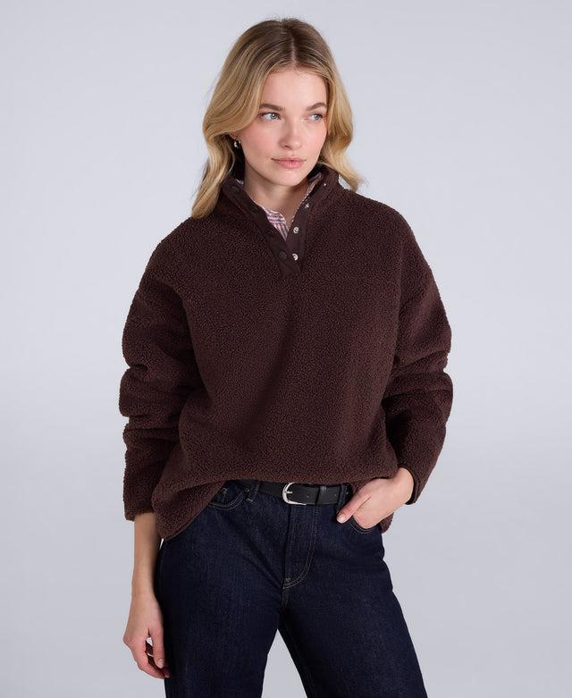 Billie Womens Boucle Popper Fleece - Brown