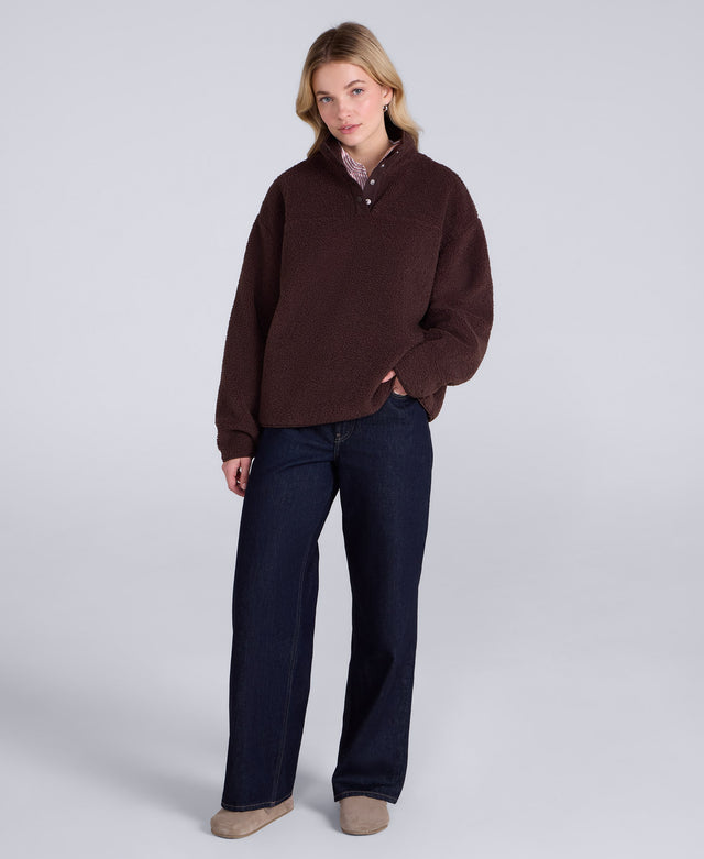 Billie Womens Boucle Popper Fleece - Brown