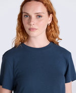 Miley Womens Linen Blend T-Shirt - Navy