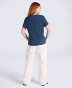 Miley Womens Linen Blend T-Shirt - Navy