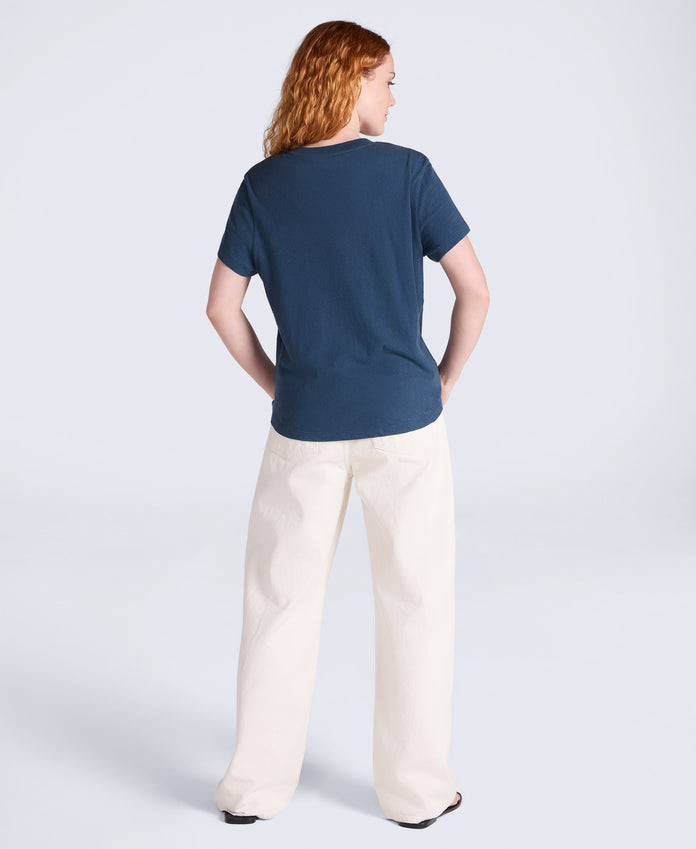Miley Womens Linen Blend T-Shirt - Navy