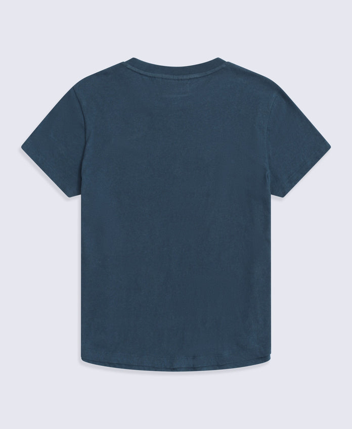 Miley Womens Linen Blend T-Shirt - Navy