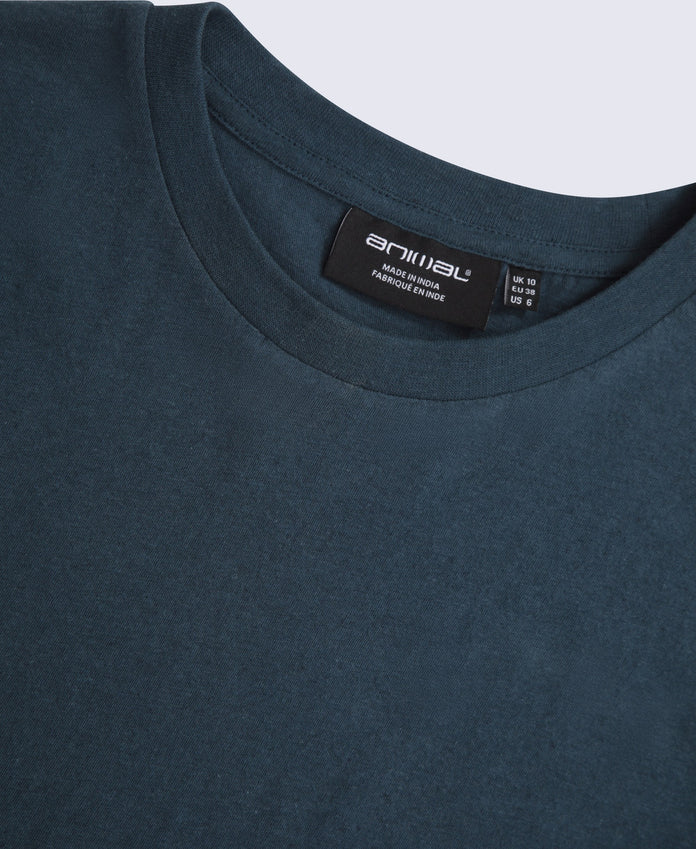 Miley Womens Linen Blend T-Shirt - Navy