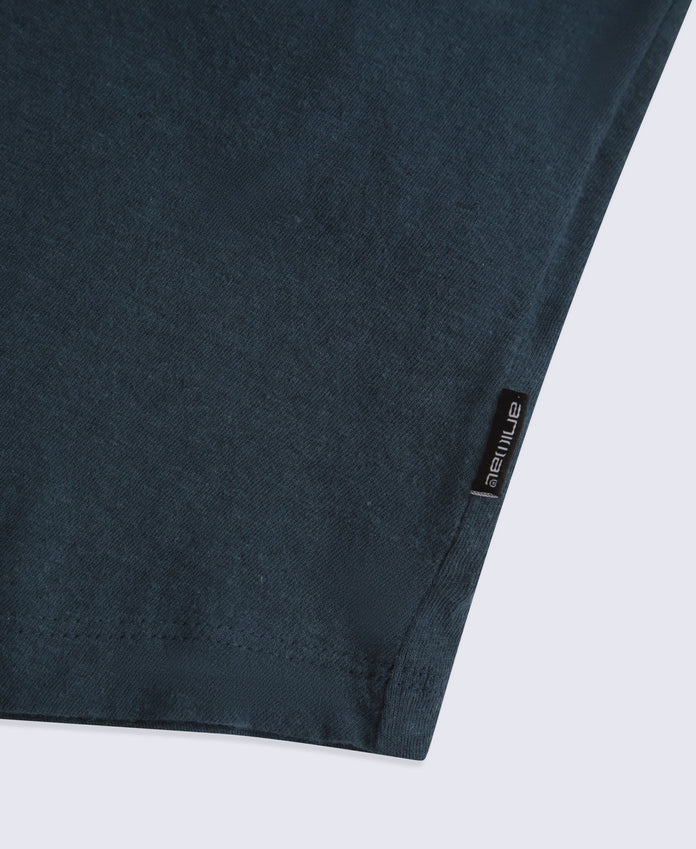 Miley Womens Linen Blend T-Shirt - Navy