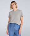 Miley Womens Linen Blend T-Shirt - Pale Green