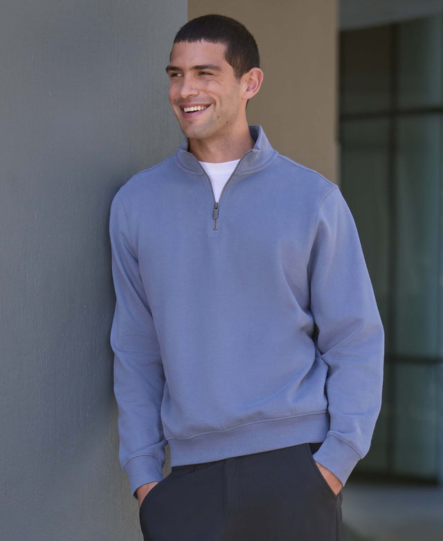 Sid Mens Half-Zip Sweat - Blue