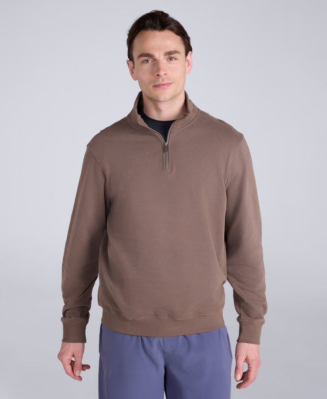 Sid Mens Half-Zip Sweat - Brown