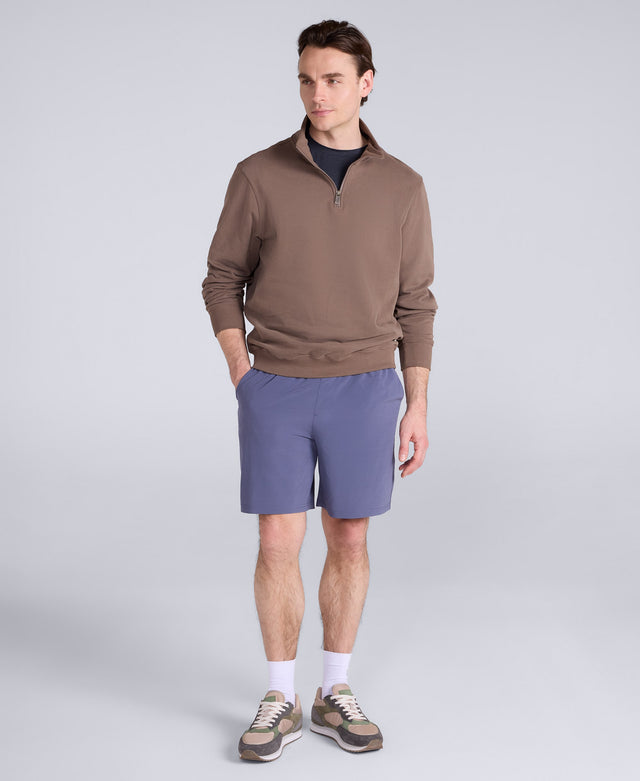 Sid Mens Half-Zip Sweat - Brown