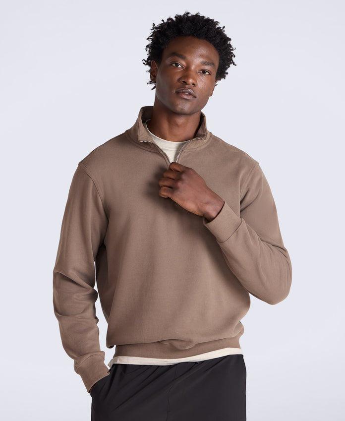 Sid Mens Half-Zip Sweat - Brown