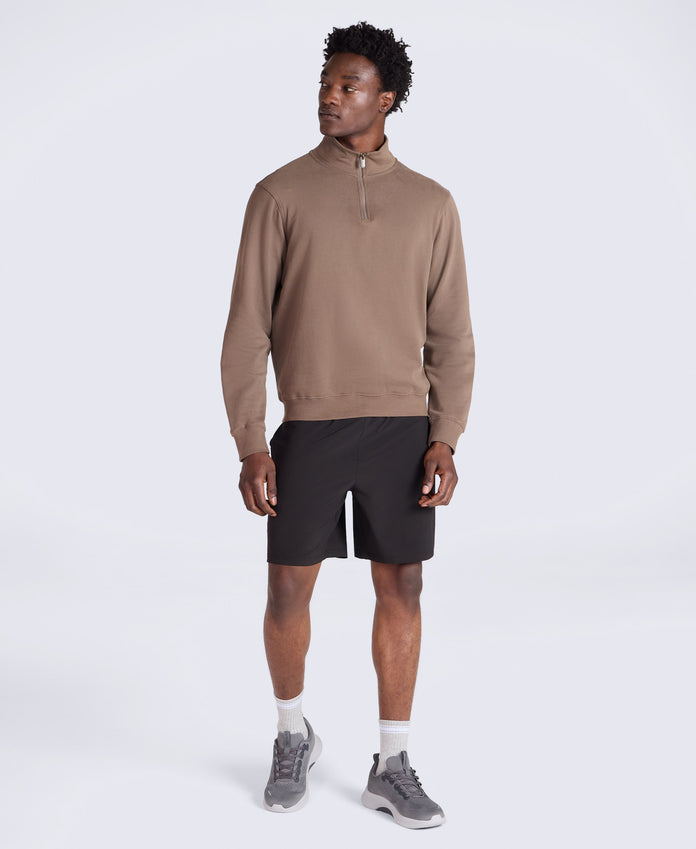 Sid Mens Half-Zip Sweat - Brown