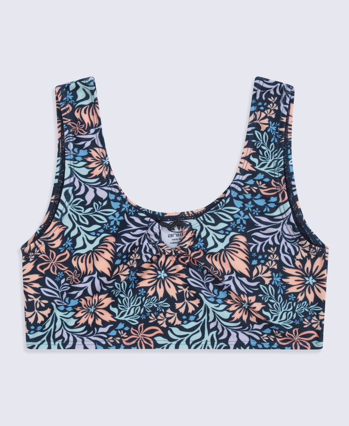 Kids Printed Bikini Top - Navy