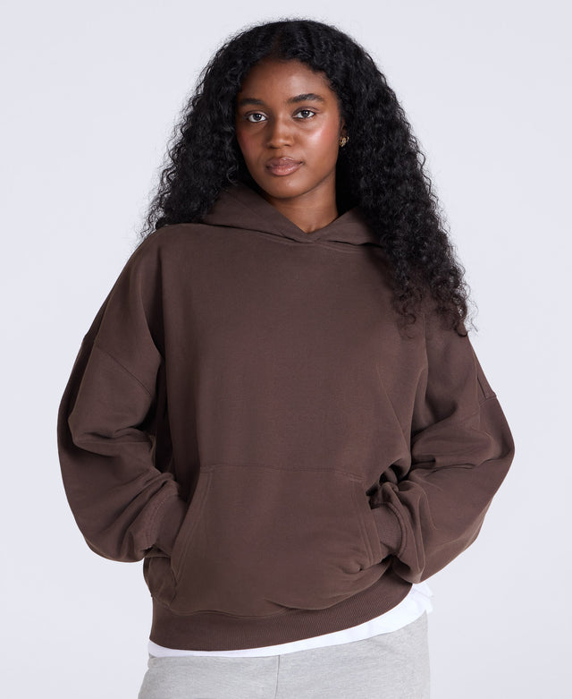 Idol Womens Drop Shoulder Hoodie - Brown
