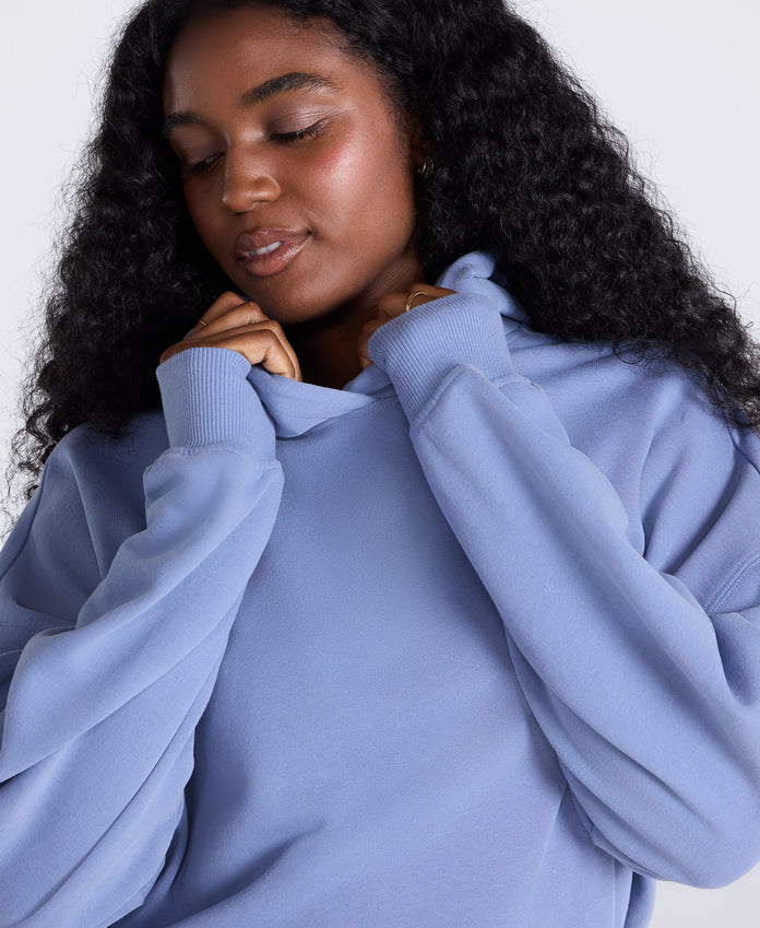 Idol Womens Drop Shoulder Hoodie - Pale Blue