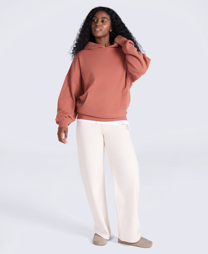 Idol Womens Drop Shoulder Hoodie - Rust