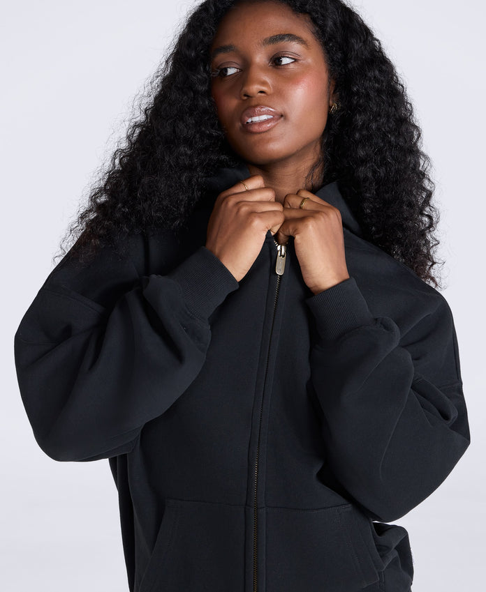 Idol Womens Zip Through Hoodie - Black