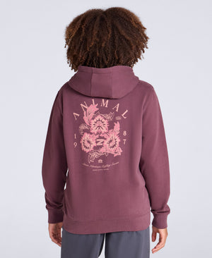 Maya Womens Graphic Zip Through Hoodie - Berry