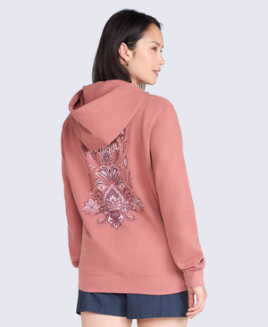 Maya Womens Graphic Zip Through Hoodie - Pale Pink