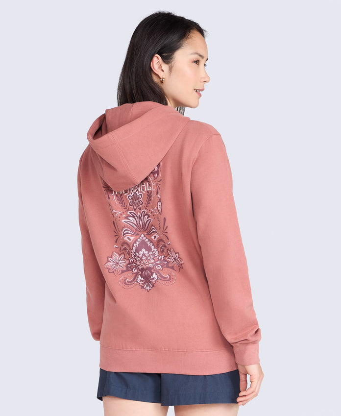 Maya Womens Graphic Zip Through Hoodie - Pale Pink