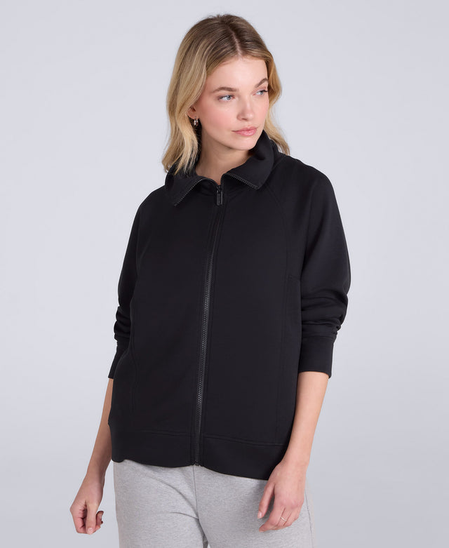Womens Travel Full Zip Sweatshirt - Black