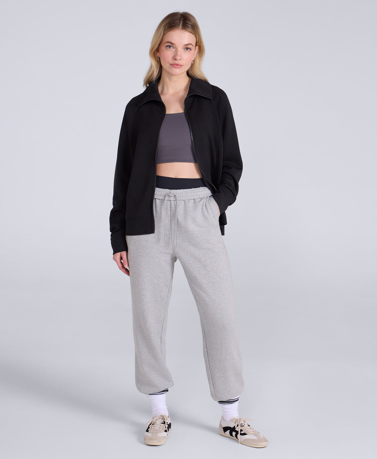 Womens Travel Full Zip Sweatshirt - Black