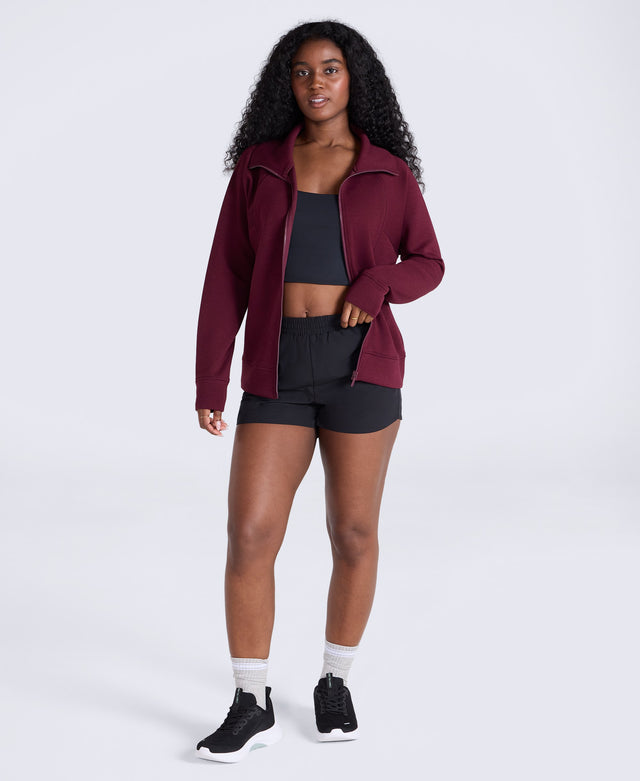 Womens Travel Full Zip Sweatshirt - Burgundy