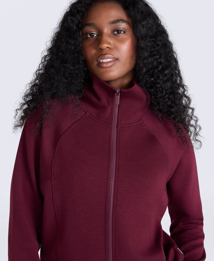 Womens Travel Full Zip Sweatshirt - Burgundy