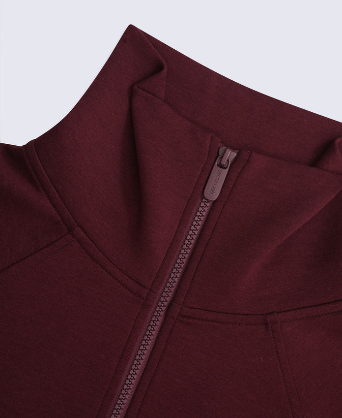 Womens Travel Full Zip Sweatshirt - Burgundy