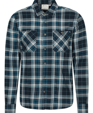 Maine Mens Flannel Long Sleeve Shirt - Petrol