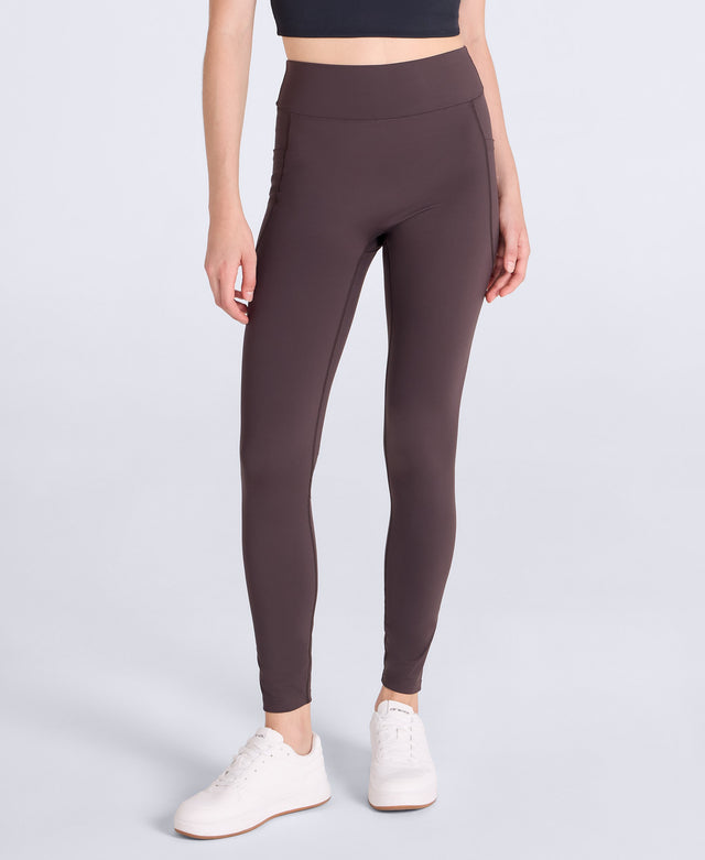 Leah Womens Pocket Leggings - Dark Brown