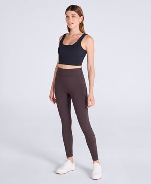 Leah Womens Pocket Leggings - Dark Brown