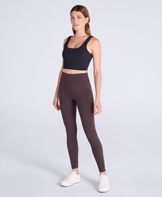Leah Womens Pocket Leggings - Dark Brown