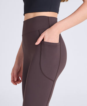 Leah Womens Pocket Leggings - Dark Brown