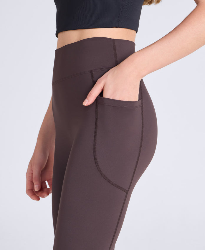 Leah Womens Pocket Leggings - Dark Brown