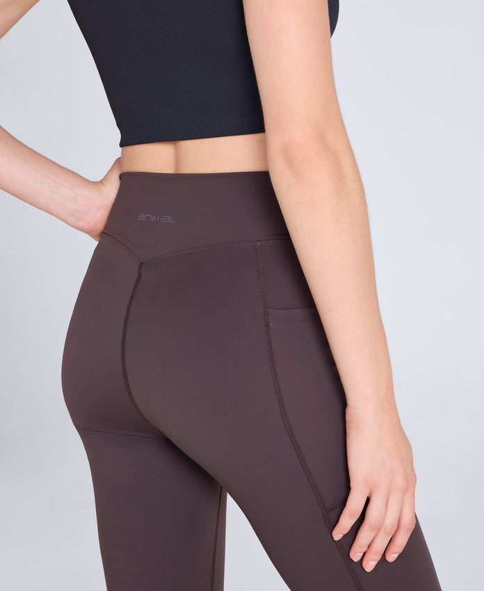 Leah Womens Pocket Leggings - Dark Brown