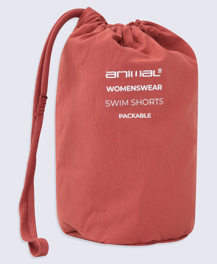 Packable Womens Swim Short - Rust