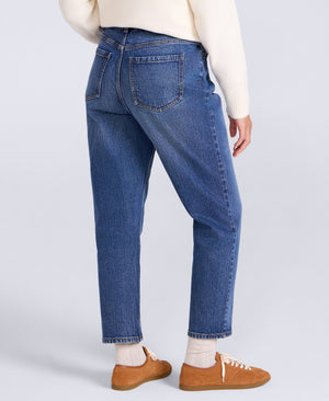 High Waisted Straight Leg Womens Jeans - Dark Blue
