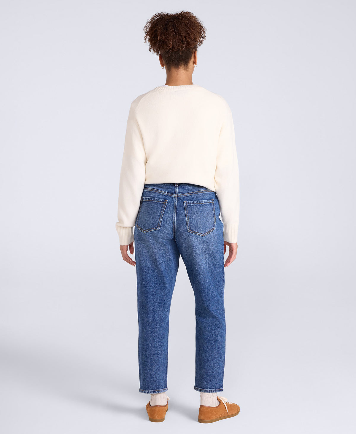 High Waisted Straight Leg Womens Jeans - Dark Blue
