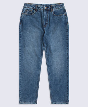 High Waisted Straight Leg Womens Jeans - Dark Blue